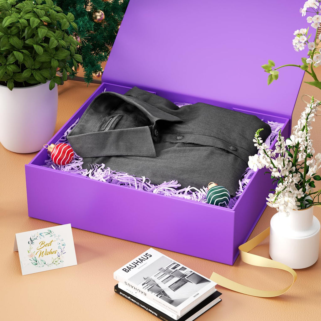 Gift Box 11.5x7.8x3 In, Purple Gift Boxes with Lids for Presents