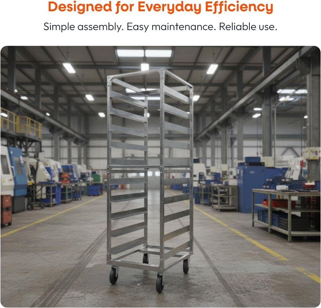 10 Tier Sheet pan Rack 6" Spacing Aluminum Pan Rack, Heavy-Duty Rack for Electronics & Pharma, Mobile Clean Room Rack