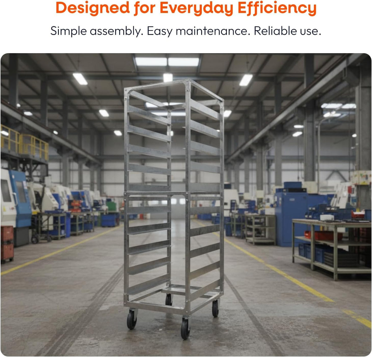 10 Tier Sheet pan Rack 6" Spacing Aluminum Pan Rack, Heavy-Duty Rack for Electronics & Pharma, Mobile Clean Room Rack