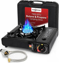 7800 BTU Dual Fuel Camping Stove, Propane Portable Gas Stove | Propane or Butane Camp Stove with Adjustable Heat