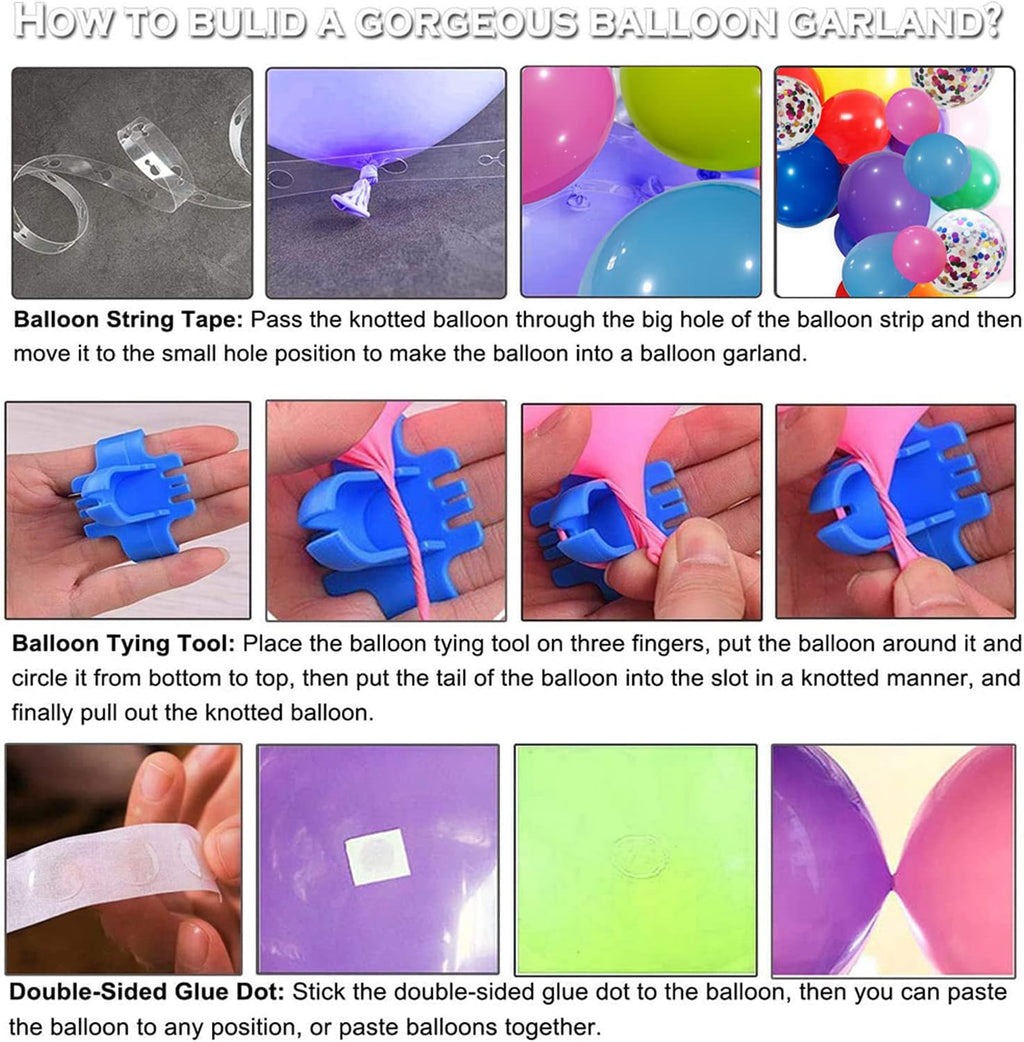 Colourful Rainbow Balloon Arch Kit, Colorful Balloons Garland Fiesta Party Balloon Arch for Colorful Fiesta Carnival