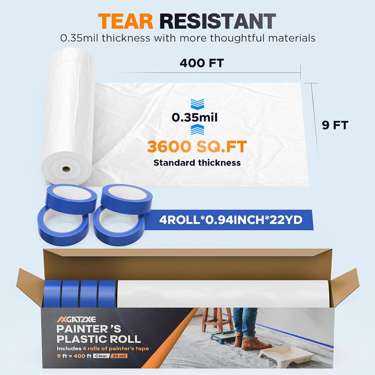 Plastic Drop Cloth for Painting, Painter's Plastic Sheeting & Tarp