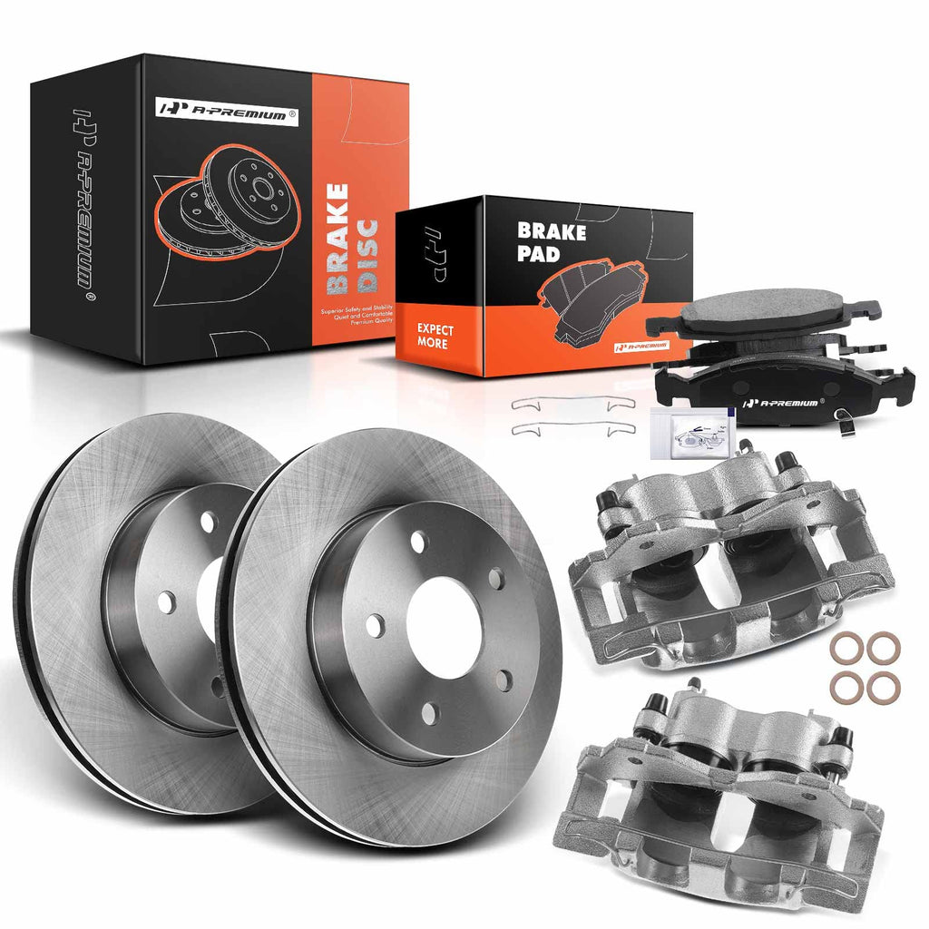 A-Premium Front Brake Rotors and Ceramic Pads Kit with Calipers