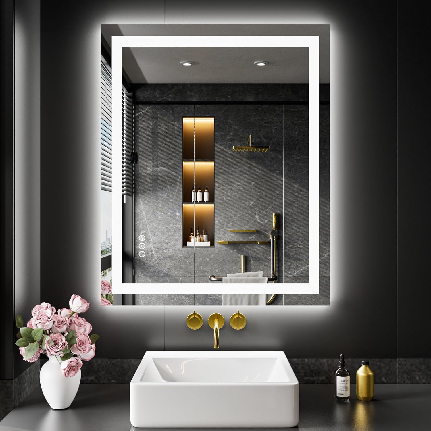 20"X28" LED Bathroom Mirror with Lights | Anti-Fog, Dimmable, 3 Color Temperature, Backlit + Front Lit, Memory