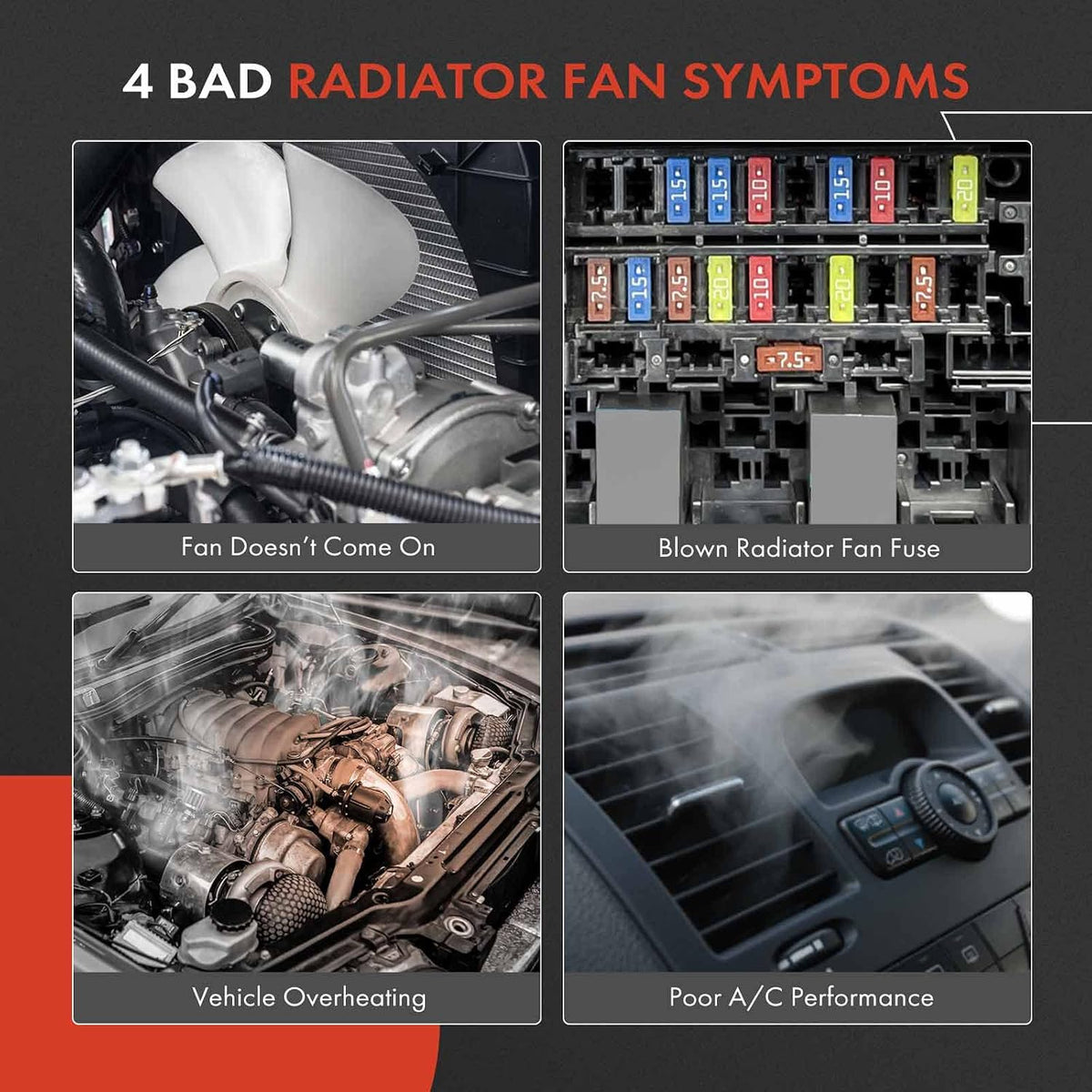 A-Premium Engine Dual Radiator and Condenser Cooling Fan Assembly