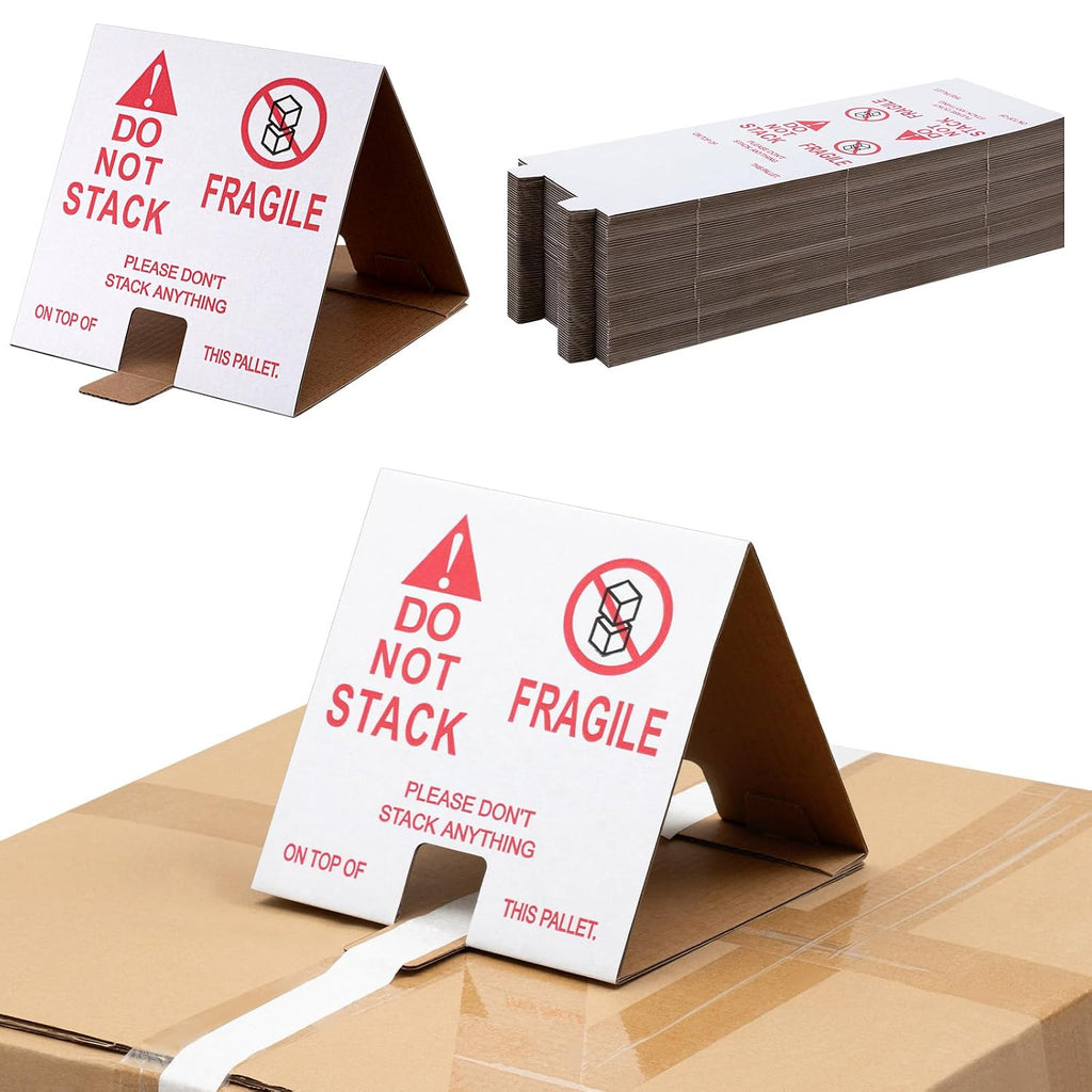 60 Pcs Do Not Stack Pallet Cones 8 x 8 x 7" Do Not Stack Cones Corrugated Cardboard, Red White Safe Shipping and