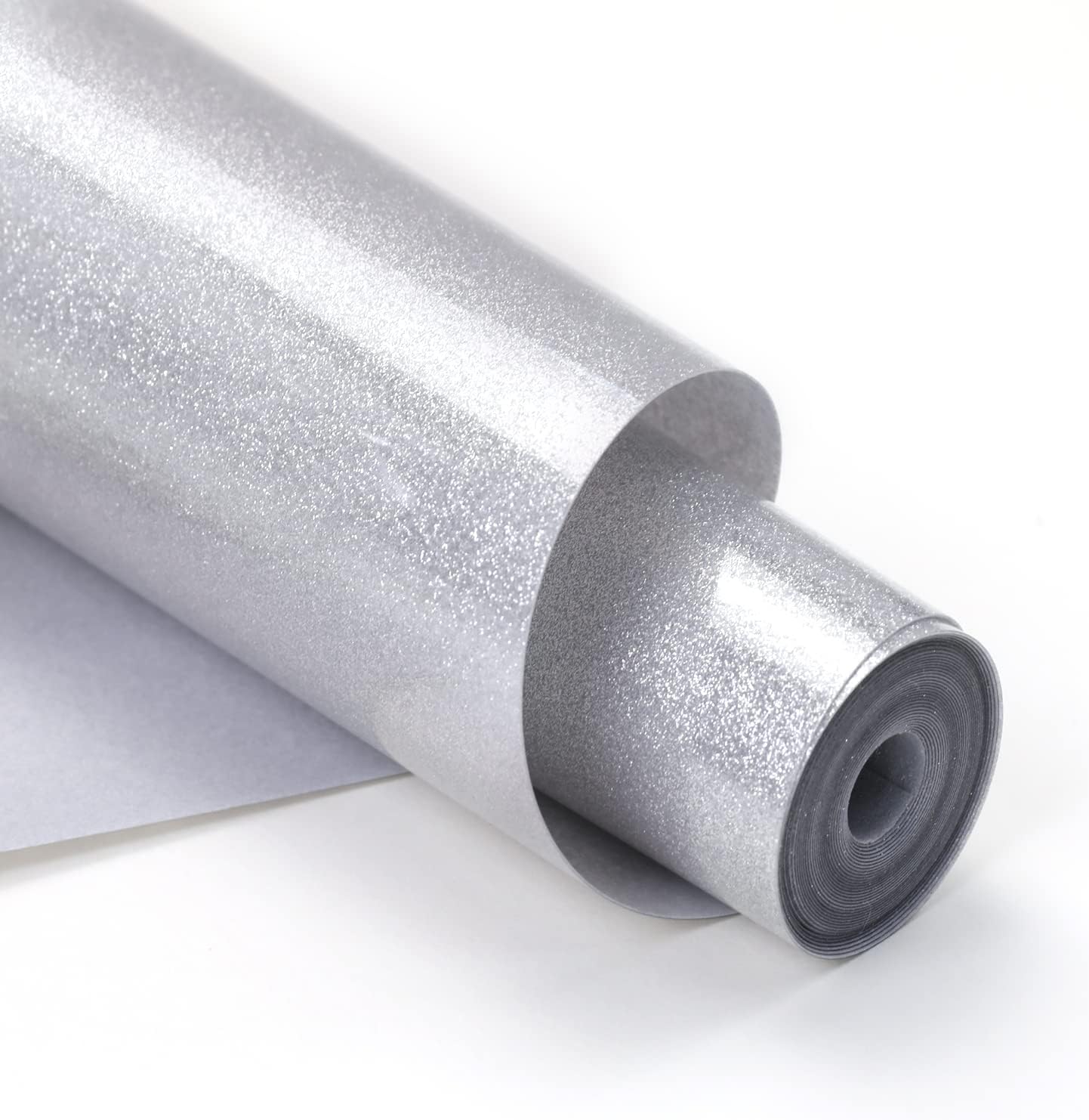 Glitter HTV, 12" x 10ft Silver Glitter HTV Heat Transfer Vinyl | Silver Glitter Iron on Vinyl for Shirts, Silver