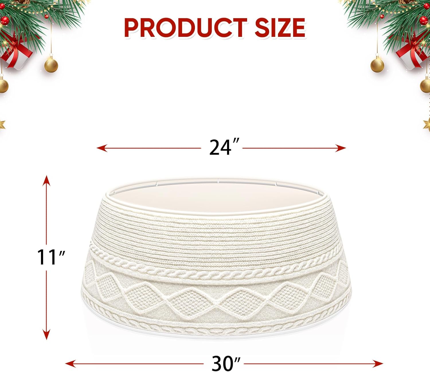 Christmas Tree Collar, 29 inch Knit Xmas Tree Collar, Christmas Tree Collars for Atificial Trees, Tree Stand Base