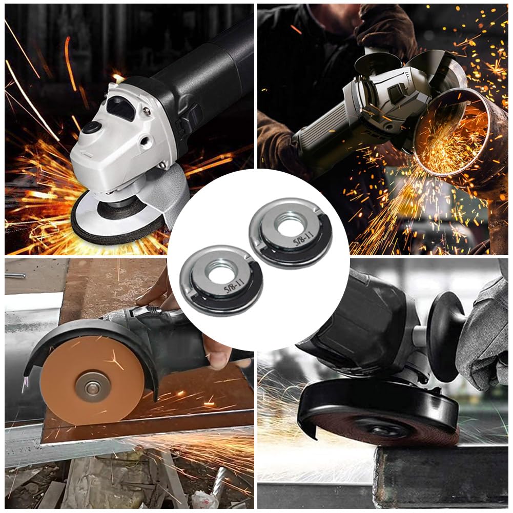 2Pcs Angle Grinder Flange Locking Nuts with 5/8-11 Inch Thread Quick Change