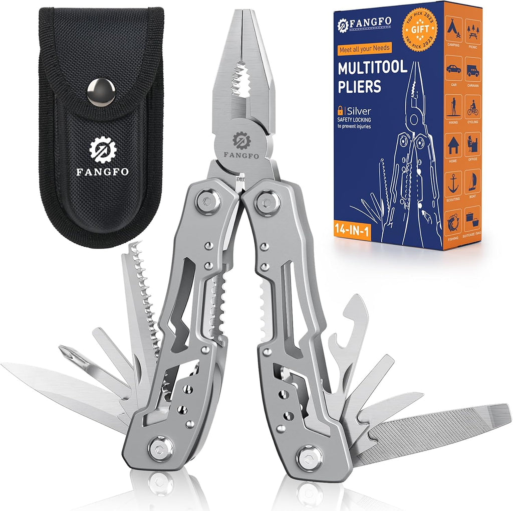 14-In-1 Multitool Pliers，Premium Portable Multi Tool ，with Safety Locking Professional Stainless Steel Multitool