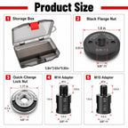 SUOWEEI 7PCS 5/8"-11 Angle Grinder Flange Nut Kit with M10/M14 Adapters