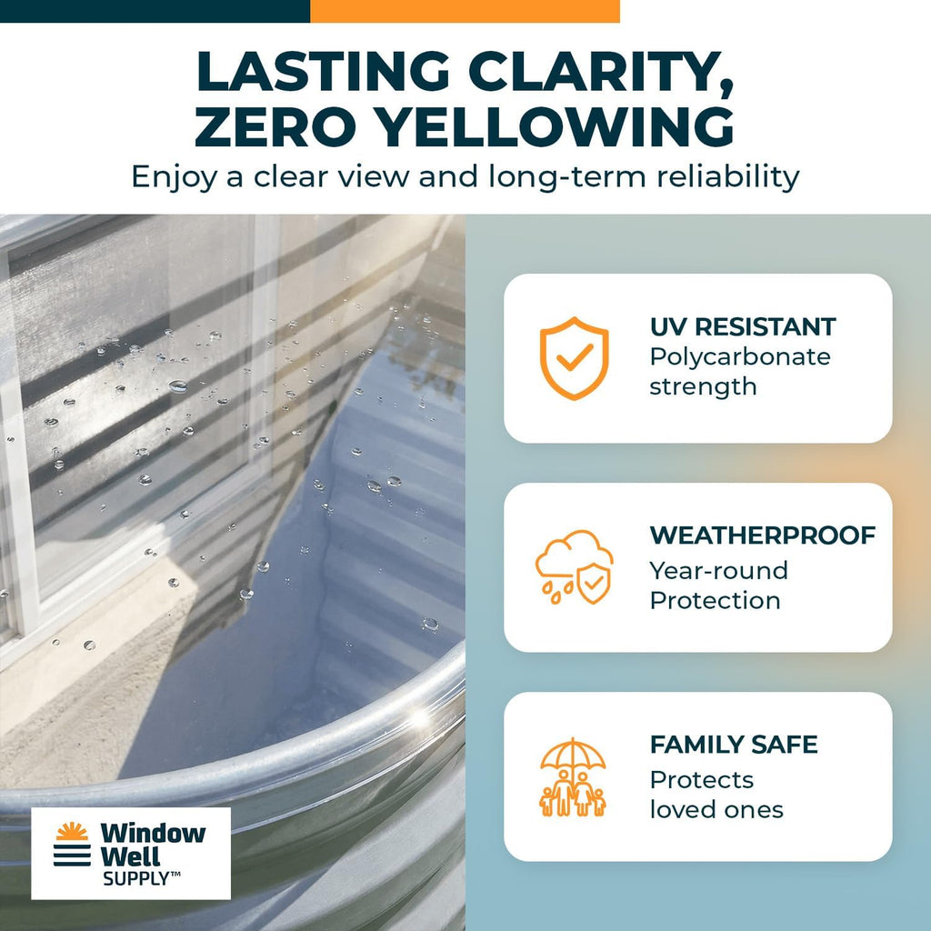 Clear Polycarbonate Window Well Covers Elongated JCI