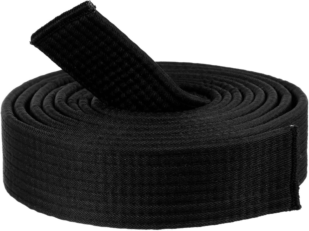 110 Inch/280cm Double Wrap Black Belts Durable Cotton-Polyester Blend Martial Arts Belts for Karate Judo Taekwondo