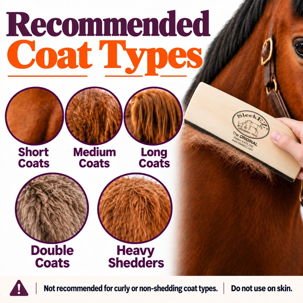 10 Inch Horse Brush – Patented Horse Shedding Blade Made in USA - Removes Loose Hair & Undercoat - Deshedding Tool