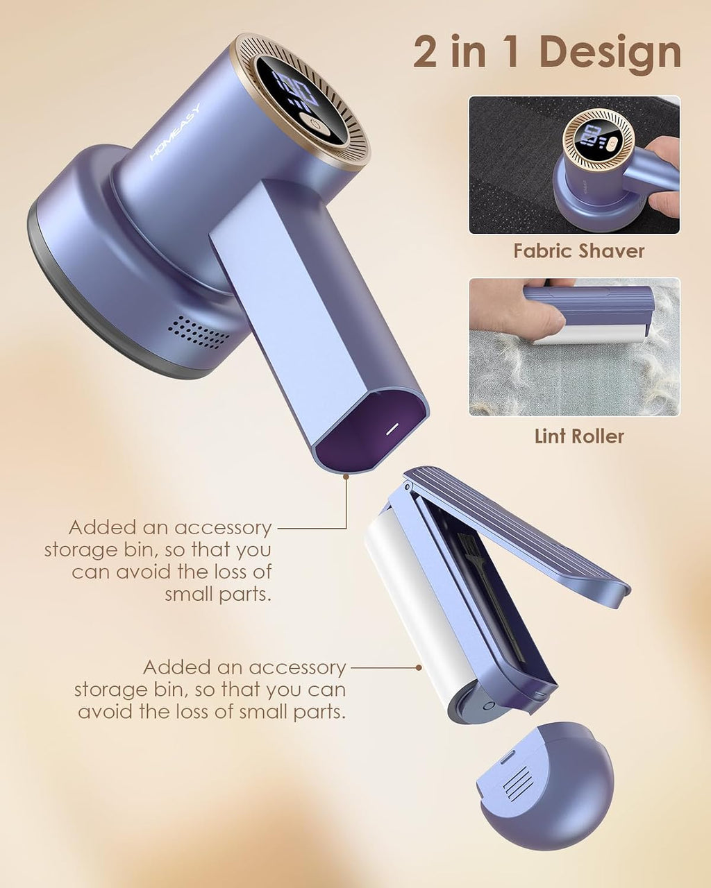 Fabric Shaver, Rechargeable Lint Remover for Clothes Purple | Electric sweater shaver and depiller with 70mm head