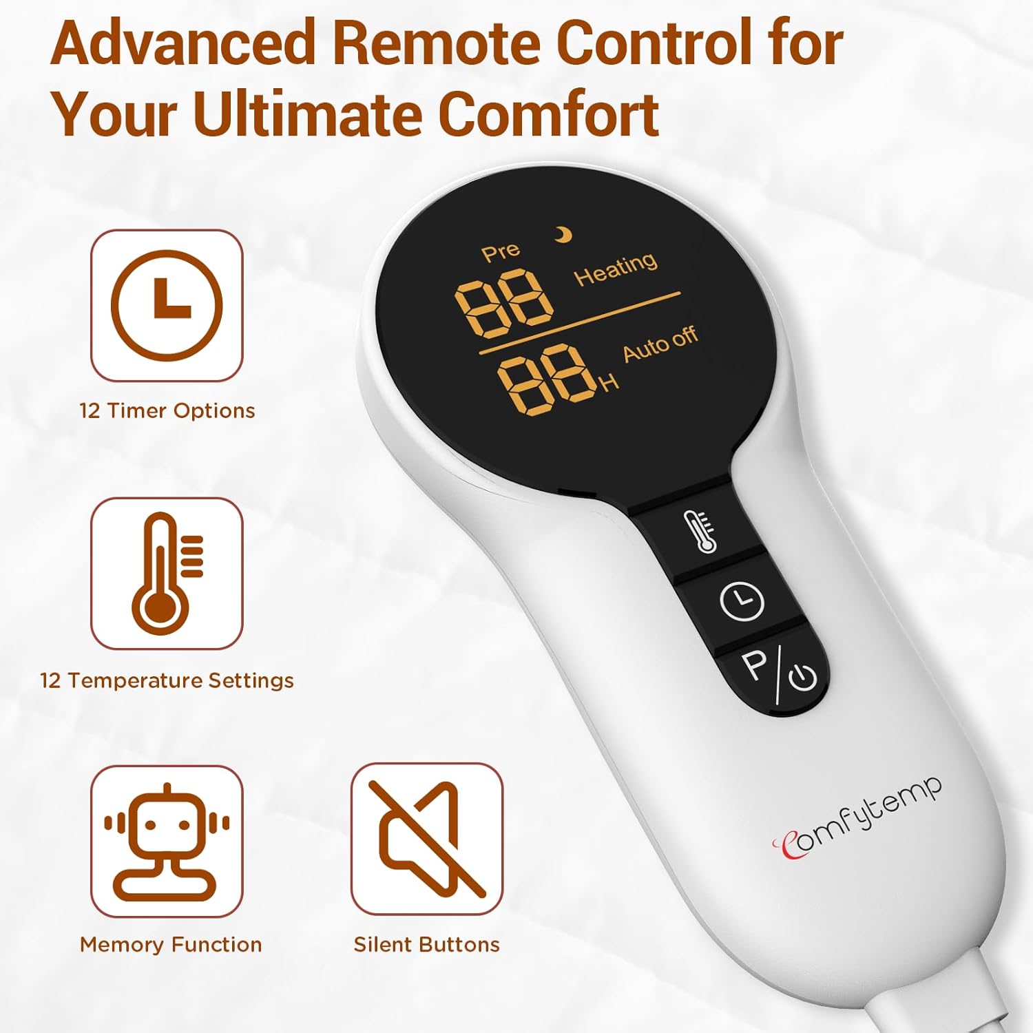 Heated Mattress Pad Twin Size, Foot Temp Diff Design & Preheat Function & Smart Downshift, Water-Resistant Bed Heater