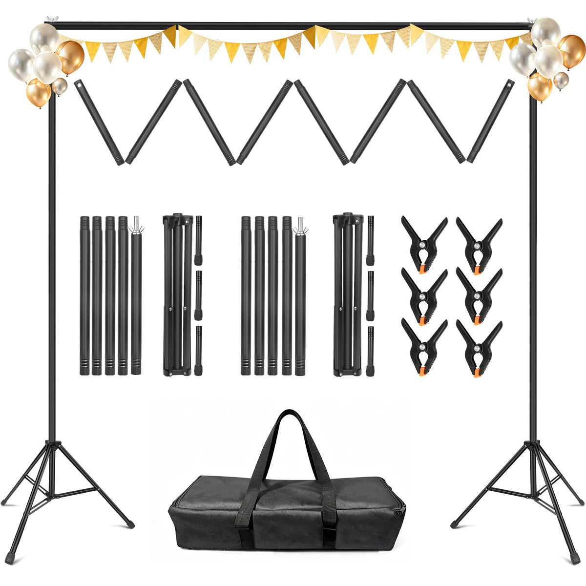 Backdrop Stand 10 x 8 Ft (WxH), 7 Widths Adjustable Background Stand