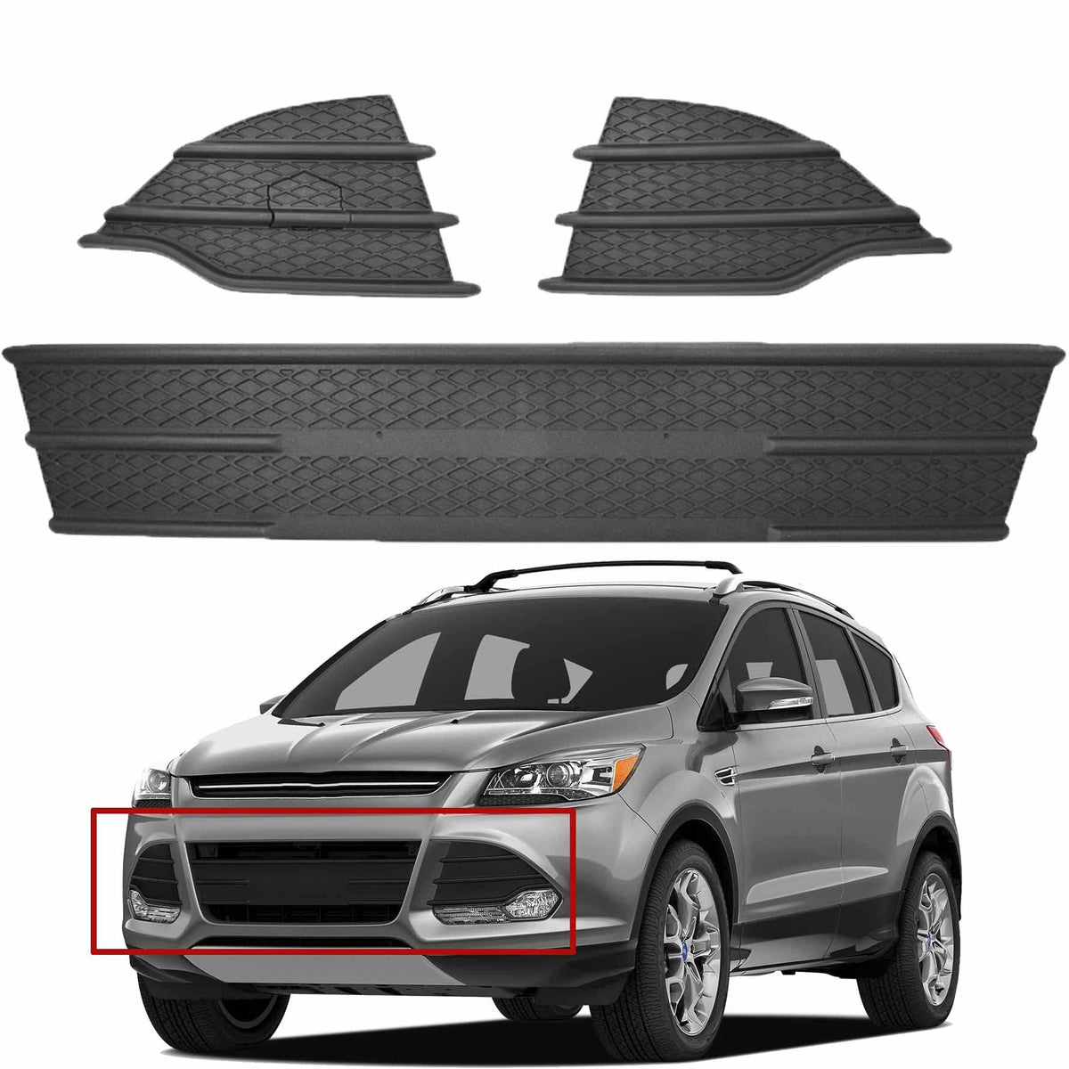 MUNIRATER Front Bumper Lower Grille 3Pcs Replacement for E-scape