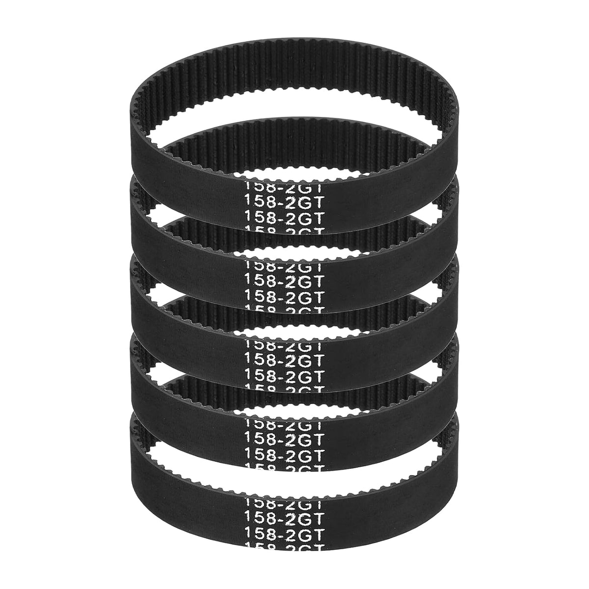 MECCANIXITY 158mm GT-2 Timing Belt 10mm Width 2mm Pitch Black 5pcs