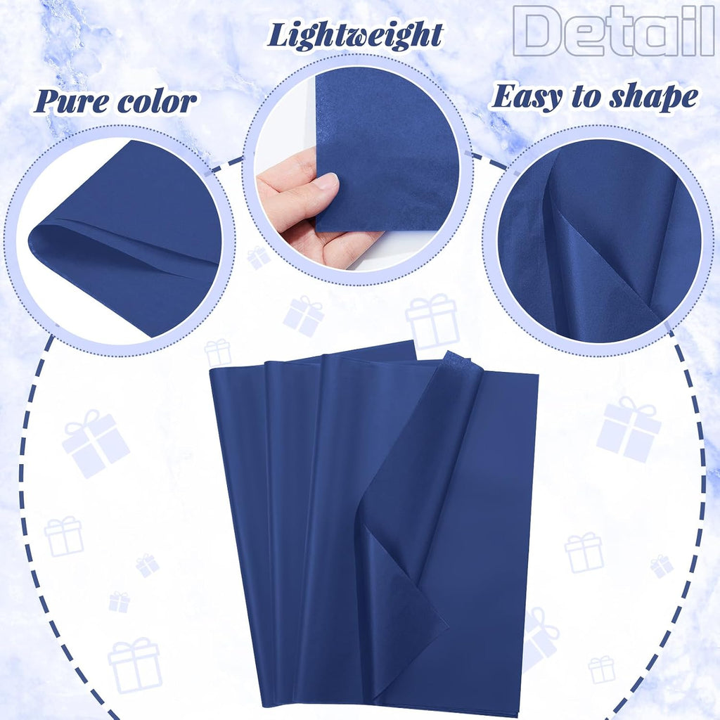 500 Sheets Navy Blue Tissue Paper Bulk 20 x 30 Inch for Rosh Hashanah Gifts