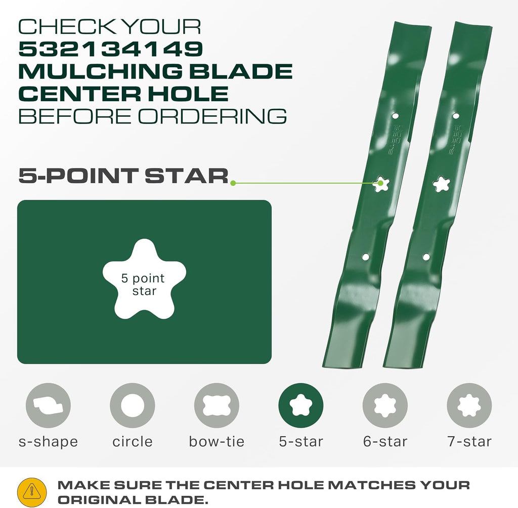 UDC Parts 532134149 Craftsman 42 Inch Mulching Blades Replacement, 2 Pack