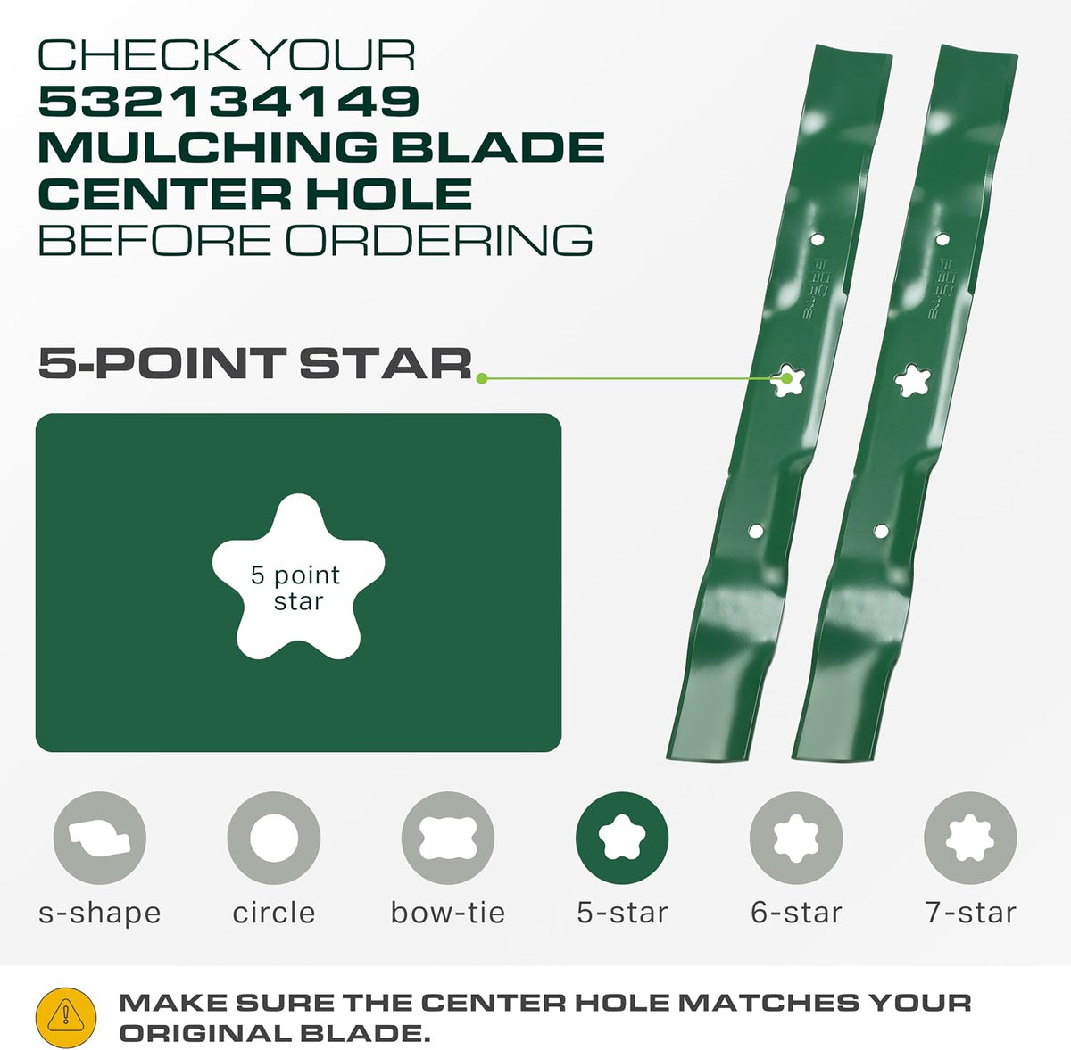 UDC Parts 532134149 Craftsman 42 Inch Mulching Blades Replacement, 2 Pack