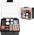 Battery Organizer Storage Case with Tester for AA AAA C D 9V | Clear lid and fitted slots separate mixed sizes;