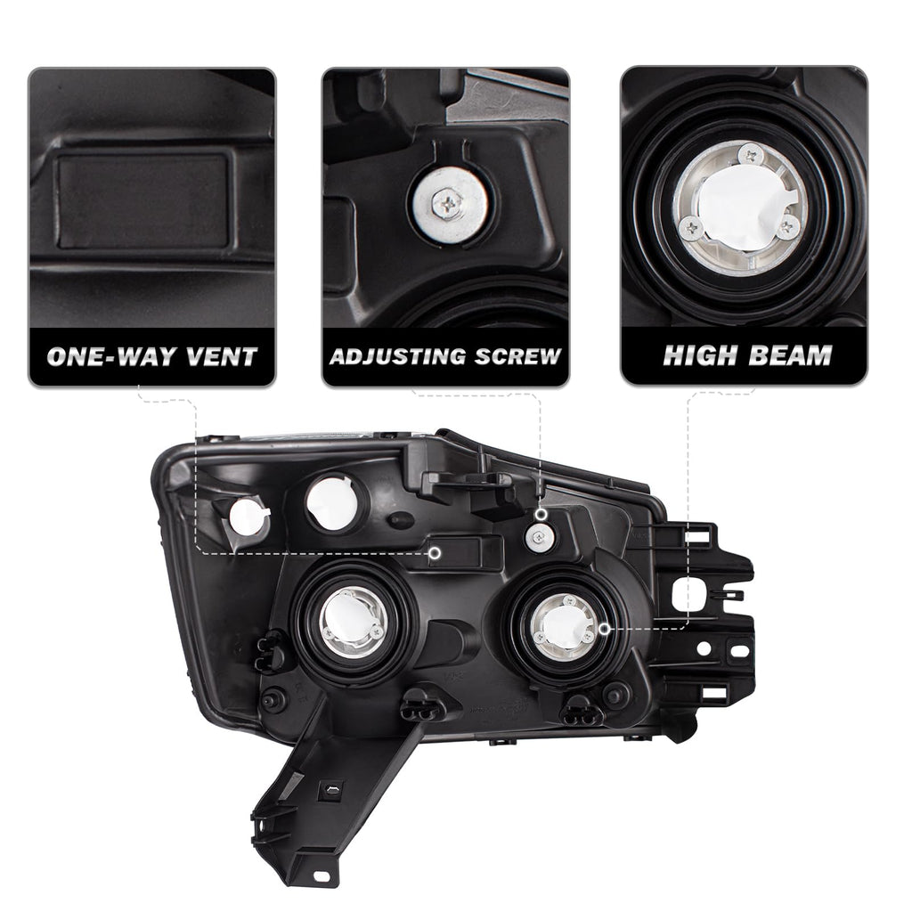 Halogen Headlight Assembly Compatible with 2004-2015 Nissan Titan