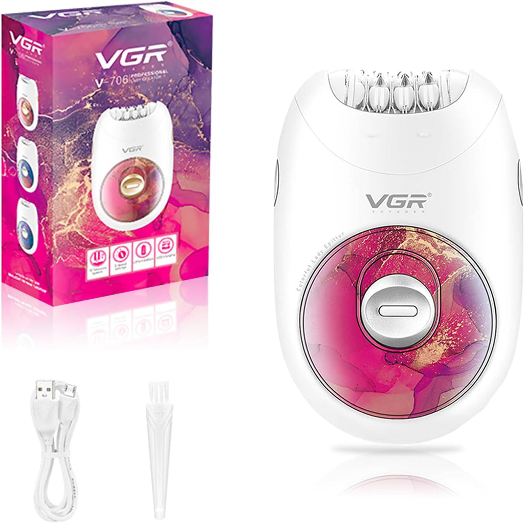 706 Epilator for Women with 18-Tweezer, Full-Body Hair Removal, Red | 2-Speed, Gentle Operation Silent Design, 700mAh