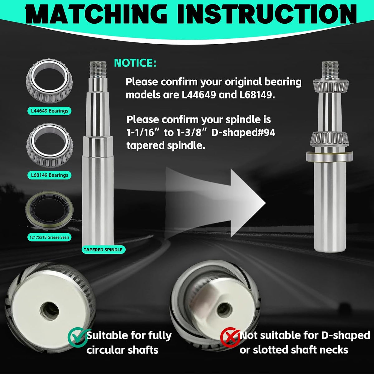 2 Sets 3500lb Trailer Bearing Kit L68149 L44649 Trailer Axle Kit,Boat Trailer Bearing Kit 171255TB Seal Fits for