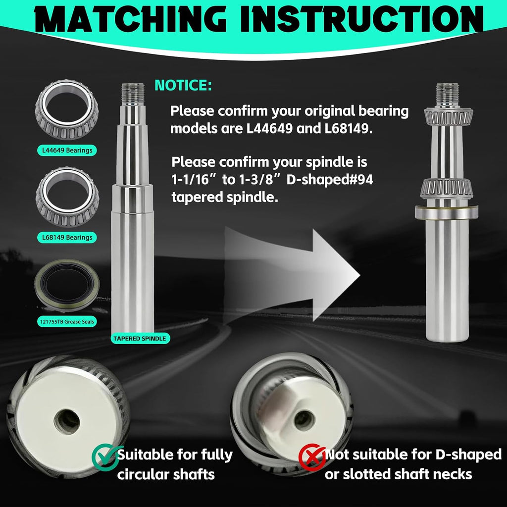 4 Sets 3500lb Trailer Bearing Kit L68149 L44649 Trailer Axle Kit,Boat Trailer Bearing Kit 171255TB Seal Fits for