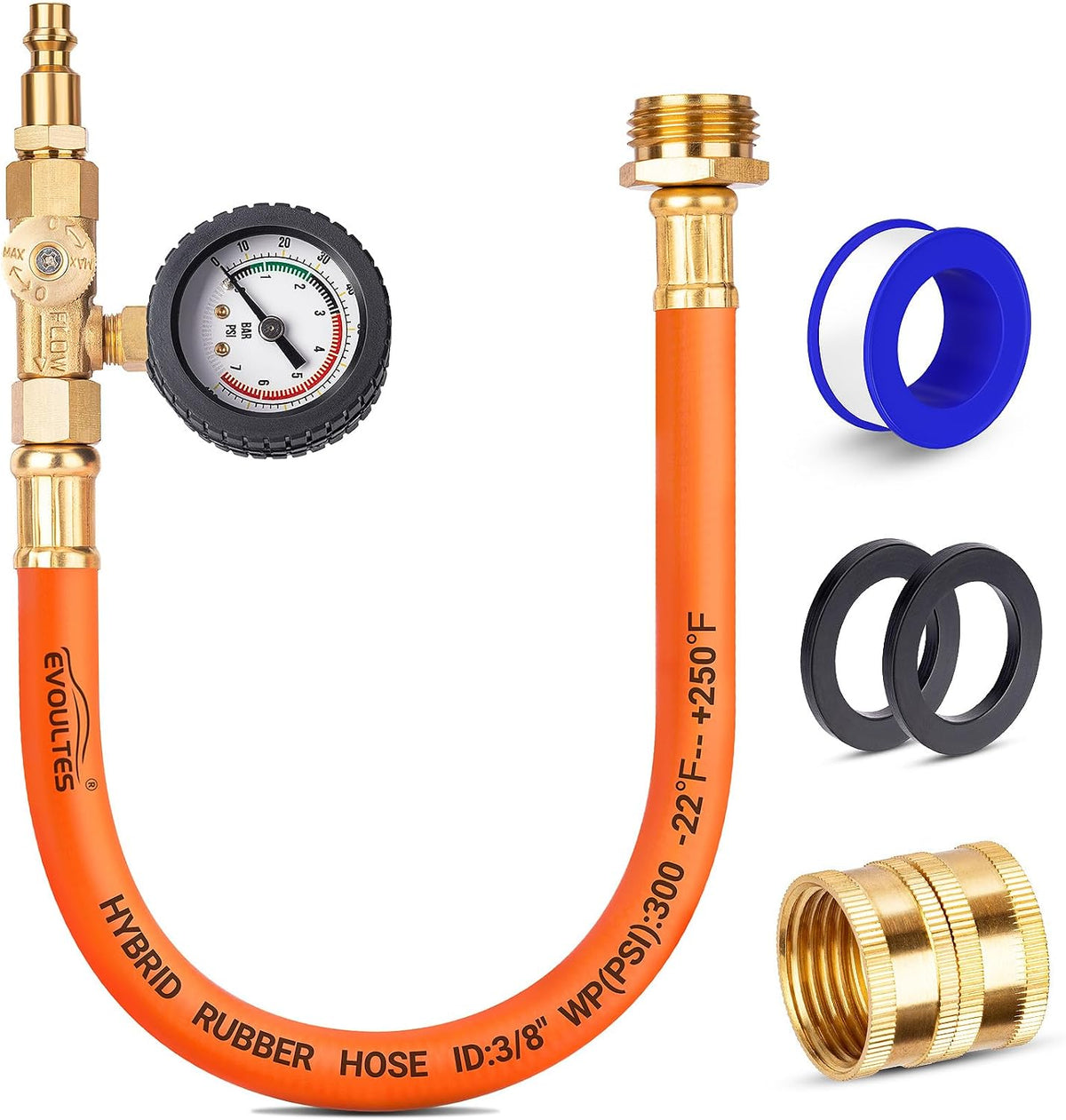 EVOULTES Brass RV Winterizing Kit with Pressure Gauge & Hose