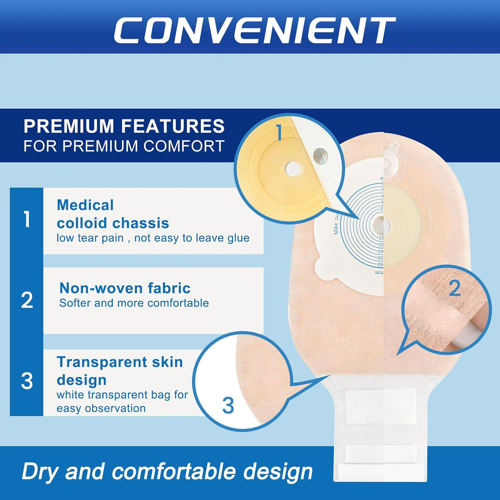 One Piece Colostomy Bags,20-65mm Cut-to-Fit,A001-4(20PCS)