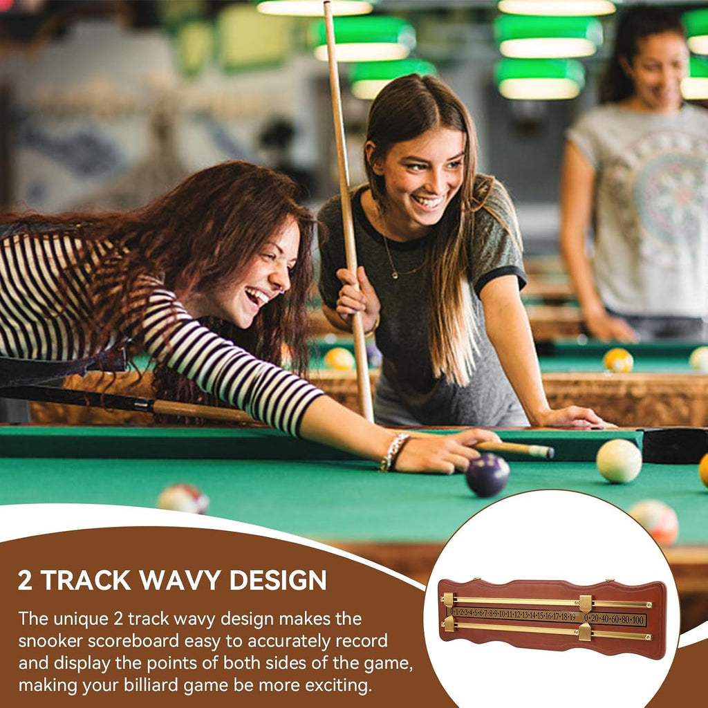 Billiard Game Scorer, 2 Track Wavy Billiard Score Board Medium Density Fiberboard and Metal Billiard Game Score
