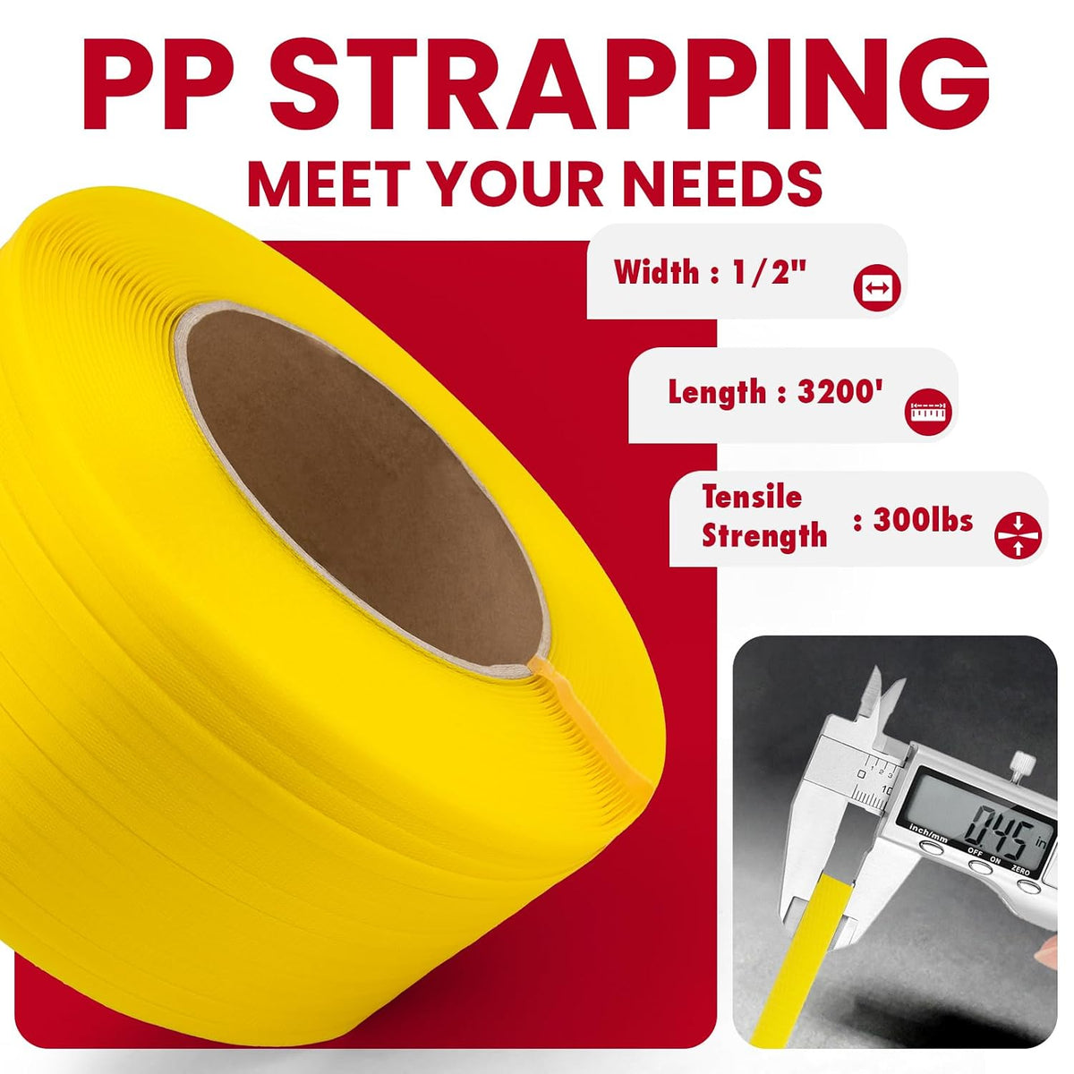 Banding Strapping Kit, Pallet Strapping Kit with Tensioner & Sealer Tool, 3200FT PP Plastic Banding, 200 Metal Seals