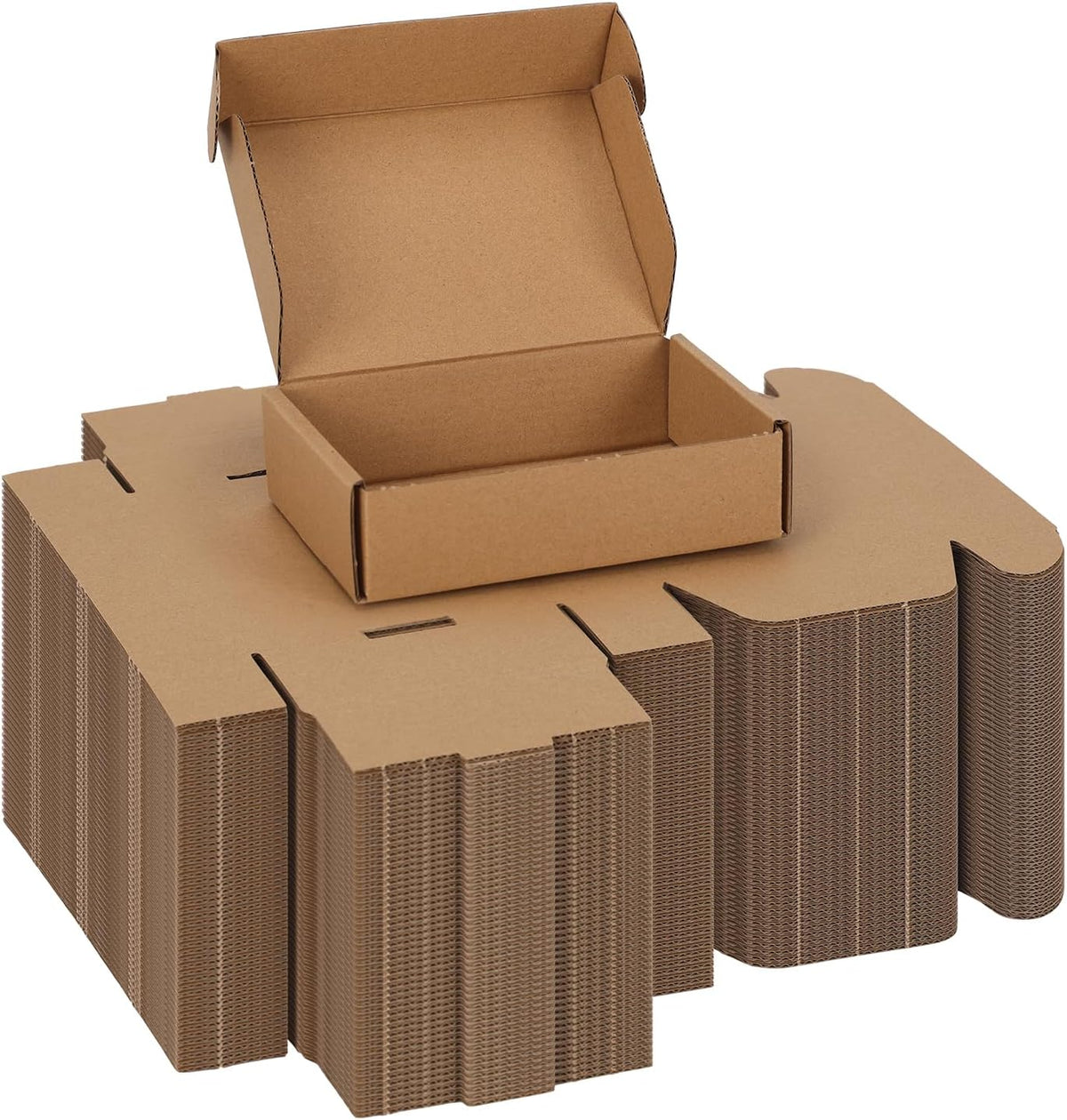 6x4x1.5 Small Shipping Boxes, 100 Pack Brown Kraft Folding Mailer Boxes, 3-Ply Corrugated Cardboard Mini Box Mailers