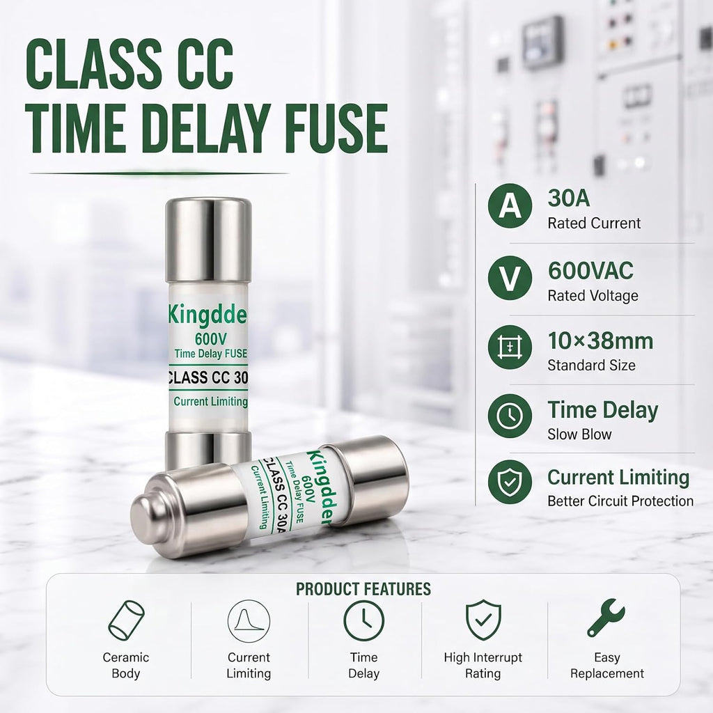 Kingdder 12 Pcs 30A 600V Class CC Time Delay Fuse