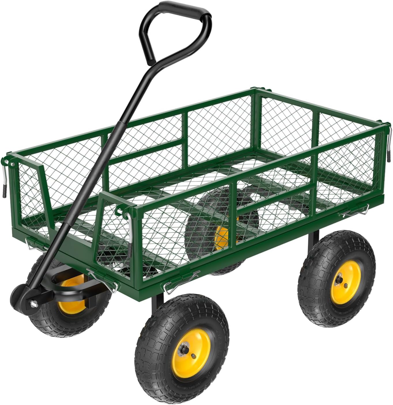 Heavy Duty 800 LBS Mesh Steel Garden Cart, Detachable Utility Wheelbarrow, Yard and Garden Wagon Cart with Removable