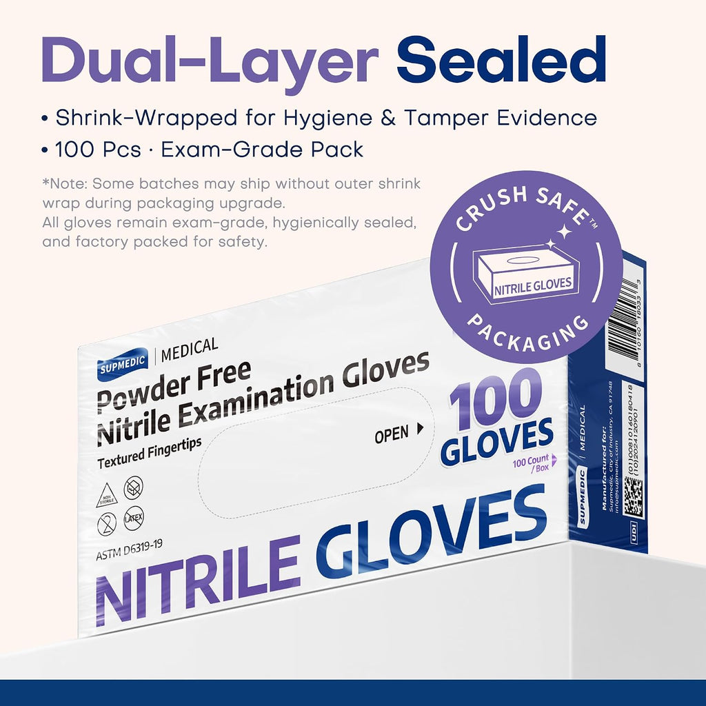 Soft Max Nitrile Exam Gloves, Powder-Free Violet, 100 Count.