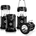 4-Pack Solar Camping Lantern, Collapsible LED Solar USB Rechargeable Lantern Flashlight Emergency Hanging Lights for