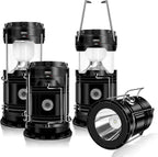 4-Pack Solar Camping Lantern, Collapsible LED Solar USB Rechargeable Lantern Flashlight Emergency Hanging Lights for