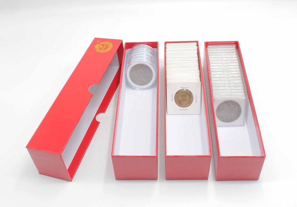 3-Pack 2x2 inch cardboard SINGLE ROW 2x2 Coin Storage Box | suitable for collecting 2x2 inch paper & plastic coin