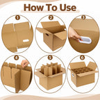 Wine Boxes for Moving, 4 Pack, 3-Ply B-Flute, 12 Compartments