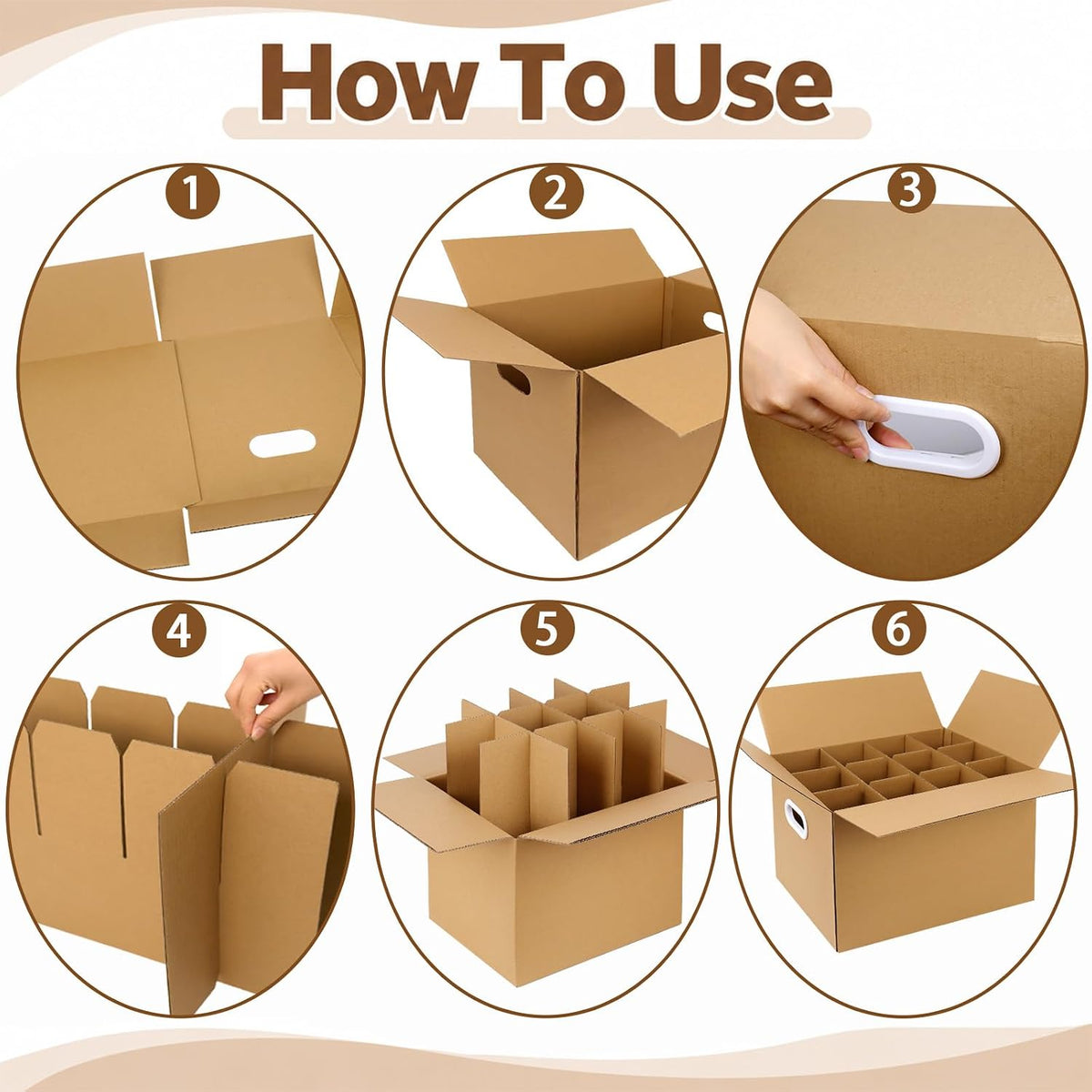 Wine Boxes for Moving, 4 Pack, 3-Ply B-Flute, 12 Compartments