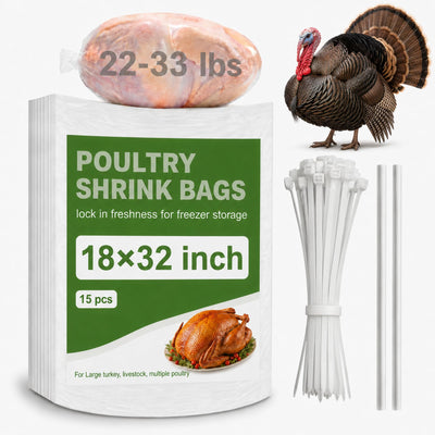 Extra Large Turkey Shrink Bag for Freezer,18"x32", 4.3 Mil, 15pcs