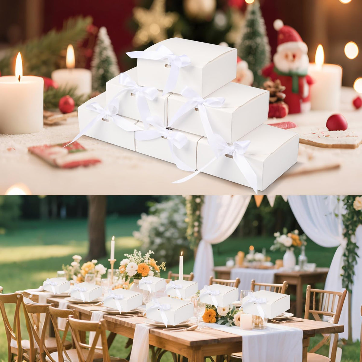 Small Gift Boxes, White Square Gift Box with Metal Pen, 10 Pack