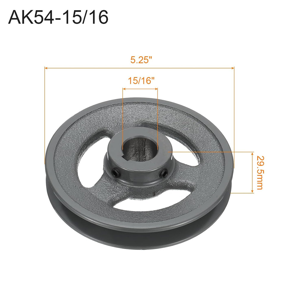 uxcell AK54-15/16 V-Belt Sheave 15/16"Bore 5.25"OD Single Groove Web Sheave
