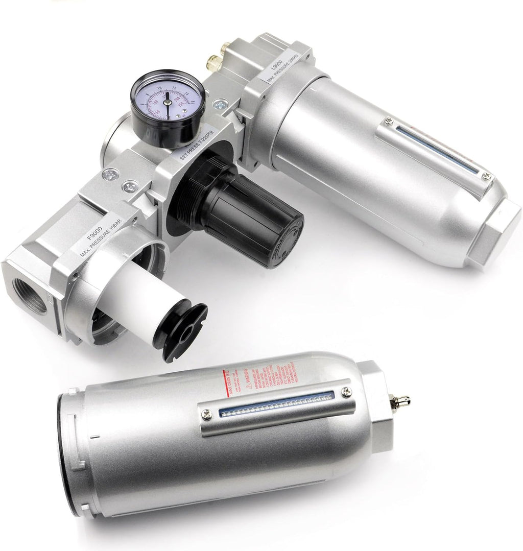 THB 1" Compressed Air Moisture Filter Regulator Lubricator Combo w Auto Drain