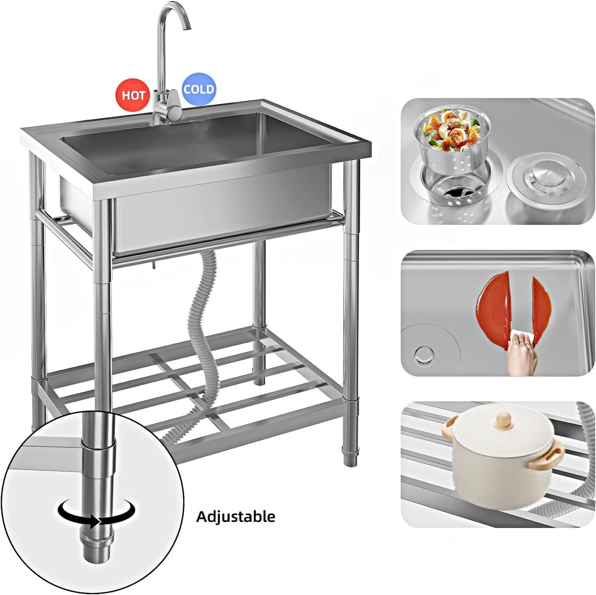Stainless Steel Utility Sink with Faucet, (28in)