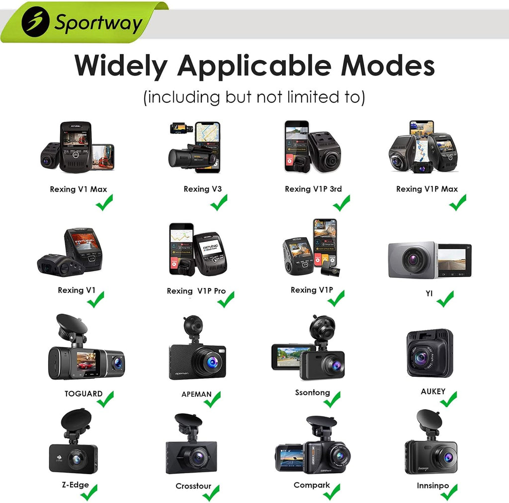 S40 Dash Cam Suction Mount (3rd Gen) with10pcs 360 Rotating Joints Compatible for Rexing, Old Shark, Yi, TOGUARD